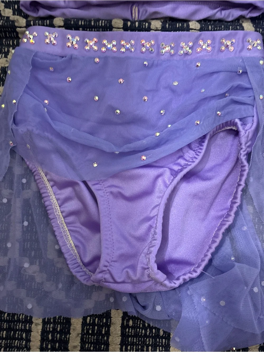 Lilac Embellished Girls' Dance Costume Two-Piece Set
